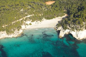 Fotografía aérea de la playa de Cala Mitjana no-movil