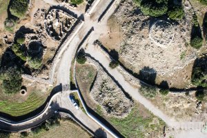 Organización del pueblo de Torralba d'en Salord desde vista aérea. no-movil